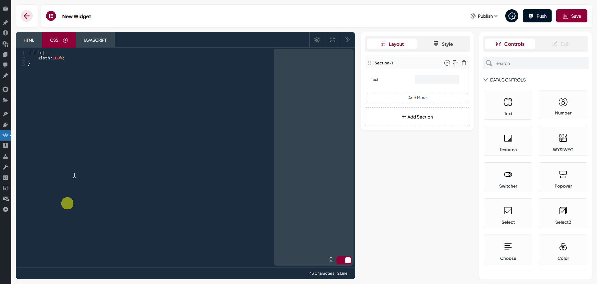 widget builder css tab