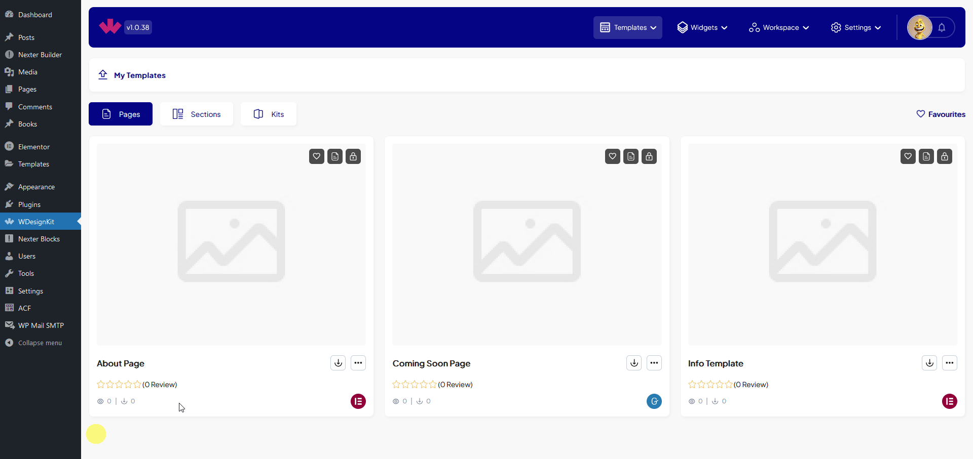 copy template workspace wdesignkit plugin