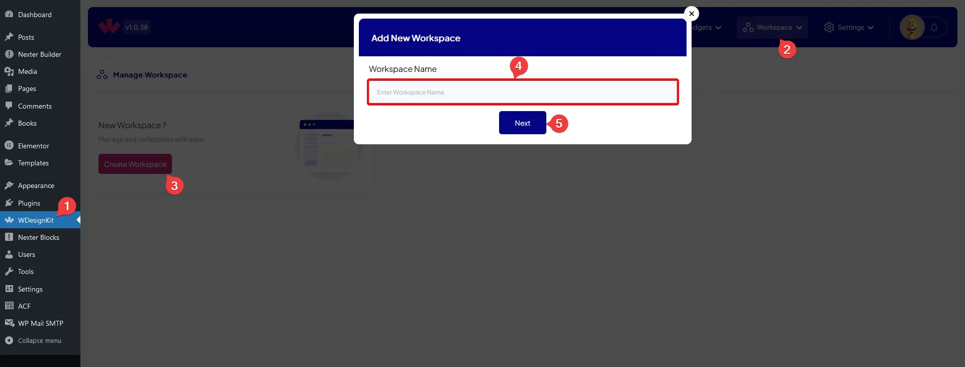 create workspace wdesignkit plugin