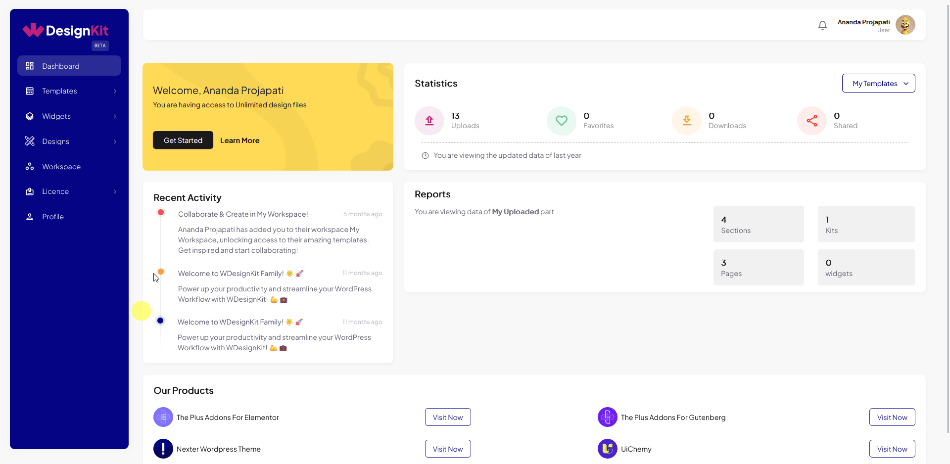 delete template wdesignkit website